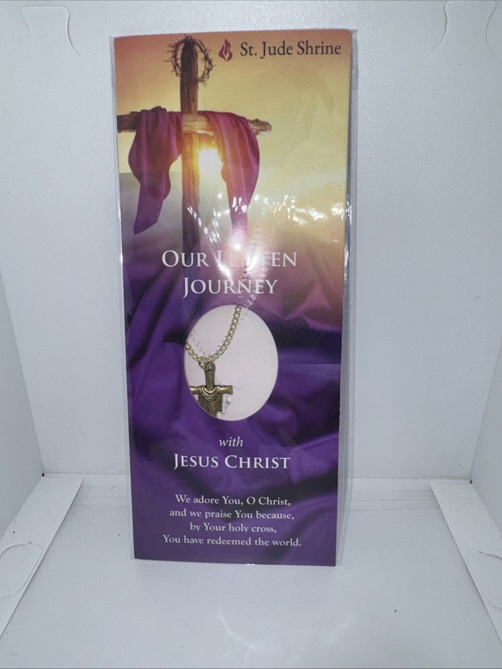 St Jude Shrine Our Lenten Journey Jesus Christ Cross Necklace Prayer Card Sealed